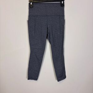 Athleta Heathered Grey High Waisted Salutation Stash Pocket 7/8 Tights XS P